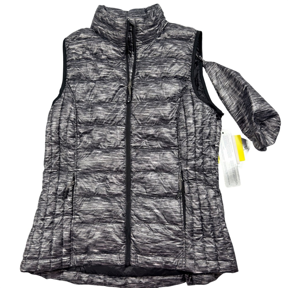 32 Degrees Down Vest Womens Small Black Space Dye Packable Puffer Gilet NWT